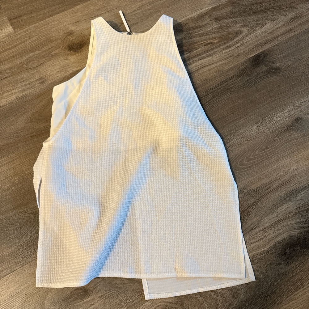 Helmut Lang Ivory Textured Sleeveless Top